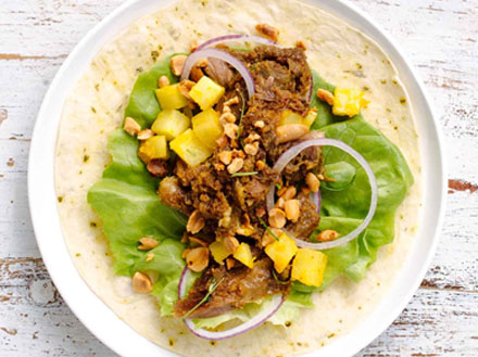 Lamb Shank Rengang Wrap with Sweet Radish Achar
