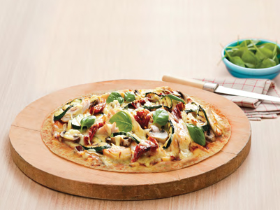 BBQ Chicken, Char-grilled Zucchini & Mushroom Pizza