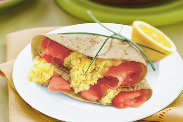 Scrambled Egg & Smoked Salmon Breakfast Wrap