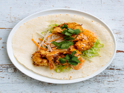 Coconut Prawn Wrap with Spicy Tamarind Mayonnaise